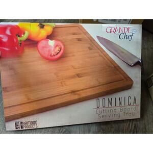 Grande Chef DOMINICA Bamboo Cutting Board Serving Tray NEW IN BOX - 18" x 13"